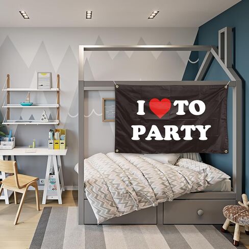 علم I Love To Party مقاس 3 × 5 أقدام لديكور غرفة النوم الجامعية، وغرفة النوم، وغرفة المعيشة، والحدائق، والحفلات، والهدايا (jk26) in Saudi Arabia