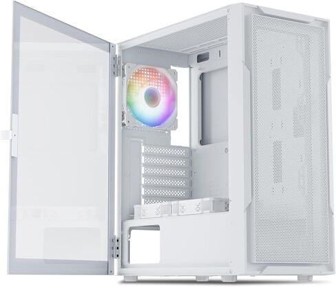 حافظة كمبيوتر DARKROCK A8-M باللون الأبيض Micro-ATX Mid Tower للكمبيوتر الشخصي للألعاب والأعمال لوحة جانبية من الزجاج المقسى تدعم مشعاع 240 مم في الأعلى 1 × مروحة ARGB ومراوح تبريد 2 × 120 مم مثبتة مسبقًا in Kuwait