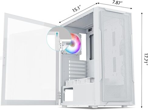 حافظة كمبيوتر DARKROCK A8-M باللون الأبيض Micro-ATX Mid Tower للكمبيوتر الشخصي للألعاب والأعمال لوحة جانبية من الزجاج المقسى تدعم مشعاع 240 مم في الأعلى 1 × مروحة ARGB ومراوح تبريد 2 × 120 مم مثبتة مسبقًا in Kuwait