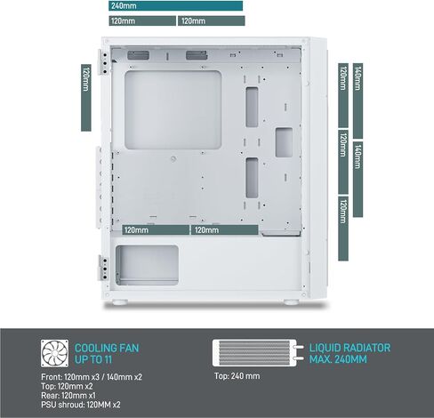 حافظة كمبيوتر DARKROCK A8-M باللون الأبيض Micro-ATX Mid Tower للكمبيوتر الشخصي للألعاب والأعمال لوحة جانبية من الزجاج المقسى تدعم مشعاع 240 مم في الأعلى 1 × مروحة ARGB ومراوح تبريد 2 × 120 مم مثبتة مسبقًا in Kuwait