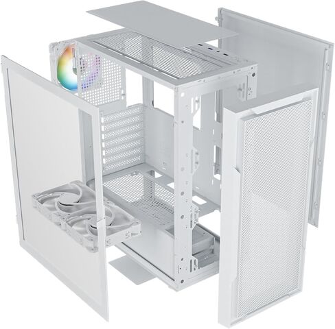 حافظة كمبيوتر DARKROCK A8-M باللون الأبيض Micro-ATX Mid Tower للكمبيوتر الشخصي للألعاب والأعمال لوحة جانبية من الزجاج المقسى تدعم مشعاع 240 مم في الأعلى 1 × مروحة ARGB ومراوح تبريد 2 × 120 مم مثبتة مسبقًا in Kuwait