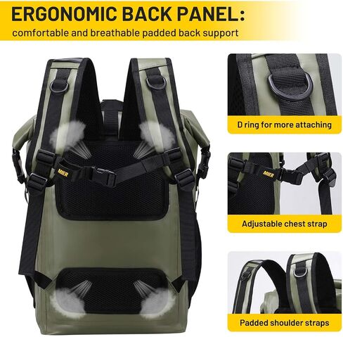 MIER Dry Backpack Waterproof Bag 30L Roll Top Floating Dry Sack with Inner Padded Pocket for Kayaking, Boating, Surfing, Fishing, Rafting, Swimming, Hiking, Black in Saudi Arabia