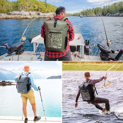 MIER Dry Backpack Waterproof Bag 30L Roll Top Floating Dry Sack with Inner Padded Pocket for Kayaking, Boating, Surfing, Fishing, Rafting, Swimming, Hiking, Black in Saudi Arabia