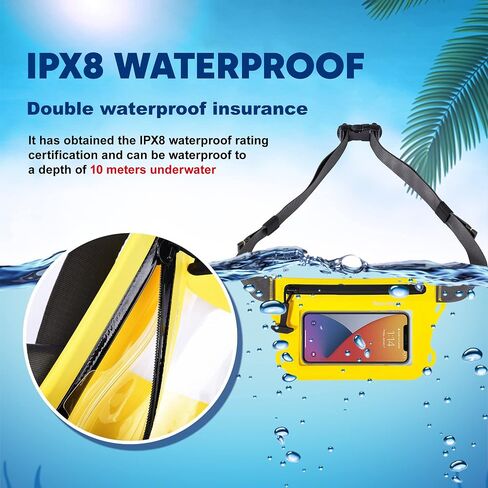 WILD HEART Waterproof Waist Bag IPX8 with Adjustable Waist belt Screen Touchable Dry Bag Double Inner Pocket for Swimming Diving Floating Rafting Boating in Saudi Arabia