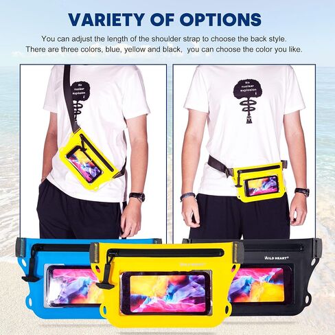 WILD HEART Waterproof Waist Bag IPX8 with Adjustable Waist belt Screen Touchable Dry Bag Double Inner Pocket for Swimming Diving Floating Rafting Boating in Saudi Arabia