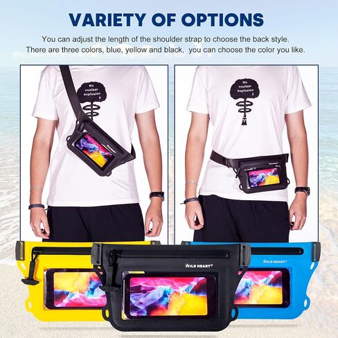 WILD HEART Waterproof Waist Bag IPX8 with Adjustable Waist belt Screen Touchable Dry Bag Double Inner Pocket for Swimming Diving Floating Rafting Boating in Saudi Arabia
