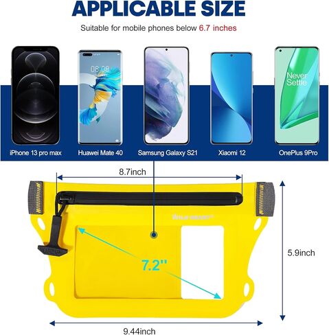 WILD HEART Waterproof Waist Bag IPX8 with Adjustable Waist belt Screen Touchable Dry Bag Double Inner Pocket for Swimming Diving Floating Rafting Boating in Saudi Arabia