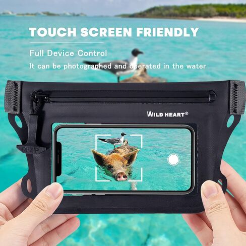 WILD HEART Waterproof Waist Bag IPX8 with Adjustable Waist belt Screen Touchable Dry Bag Double Inner Pocket for Swimming Diving Floating Rafting Boating in Saudi Arabia