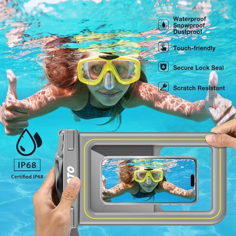 JOTO IP68 Large Waterproof Floating Phone Pouch, Floatable Dry Bag Cellphone Holder Case for iPhone 15 14 13 Pro Max Galaxy S24 S23 Ultra, Waterproof Wallet for Cash Card Watch, Beach Essential -Black in Saudi Arabia