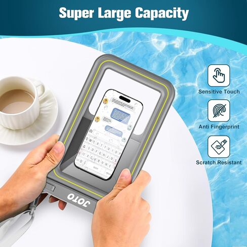 JOTO IP68 Large Waterproof Floating Phone Pouch, Floatable Dry Bag Cellphone Holder Case for iPhone 15 14 13 Pro Max Galaxy S24 S23 Ultra, Waterproof Wallet for Cash Card Watch, Beach Essential -Black in Saudi Arabia