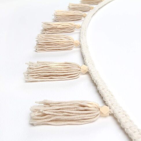 BlueMake 2 Pack Macrame Woven Tassel Garland Belly Basket Decorative Wall Hangings for Boho Home Decor,Nursey Room (Ivory B) in Saudi Arabia