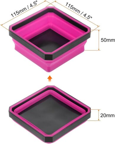 HARFINGTON Collapsible Magnetic Parts Tray Foldable Tool Trays Square Small Metal Parts Organiser for Fixing Screw Bolts Nuts Washers Pins, Rose Red in Saudi Arabia