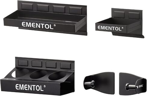 EMENTOL 4PCS Magnetic Tool Shelf Set, Tray, Paper Towel Holder, for Tool Organizer, Magnets Any Metal Surface, Black in Saudi Arabia