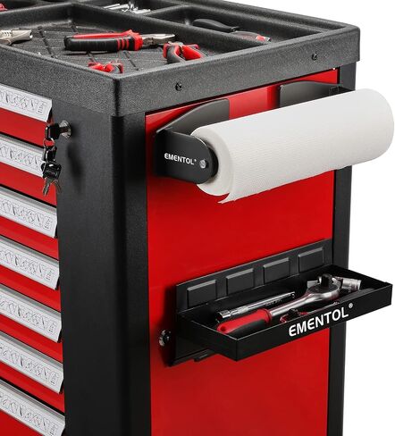 EMENTOL 4PCS Magnetic Tool Shelf Set, Tray, Paper Towel Holder, for Tool Organizer, Magnets Any Metal Surface, Black in Saudi Arabia