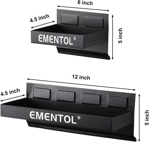 EMENTOL 4PCS Magnetic Tool Shelf Set, Tray, Paper Towel Holder, for Tool Organizer, Magnets Any Metal Surface, Black in Saudi Arabia