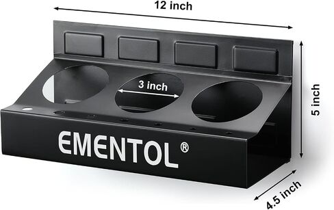 EMENTOL 4PCS Magnetic Tool Shelf Set, Tray, Paper Towel Holder, for Tool Organizer, Magnets Any Metal Surface, Black in Saudi Arabia