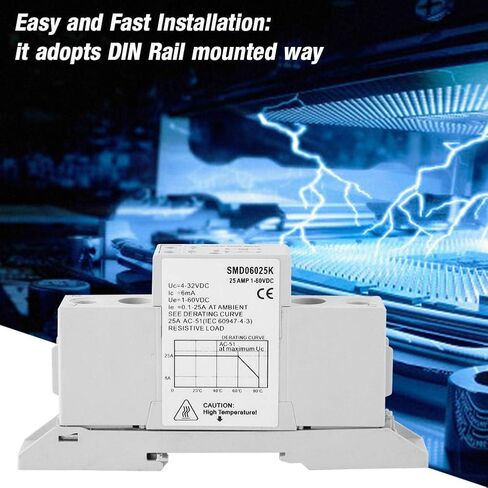 مرحل الحالة الصلبة، DSMD100015S 1-60VDC 25A DC تحكم DC مرحلة واحدة DIN السكك الحديدية وحدة مرحل الحالة الصلبة ولوحة للموصل الميكانيكي للتحكم في درجة الحرارة in Kuwait