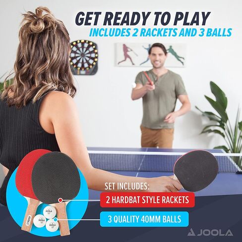 مجموعة مضارب تنس الطاولة JOOLA Essentials Duel 2-Player مع مجاديف بينج بونج و3 كرات - مضارب بينج بونج الصلبة رائعة لجميع مستويات اللعب والأعمار - كرات بينج بونج بيضاء in Saudi Arabia