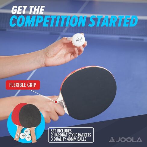 مجموعة مضارب تنس الطاولة JOOLA Essentials Duel 2-Player مع مجاديف بينج بونج و3 كرات - مضارب بينج بونج الصلبة رائعة لجميع مستويات اللعب والأعمار - كرات بينج بونج بيضاء in Saudi Arabia