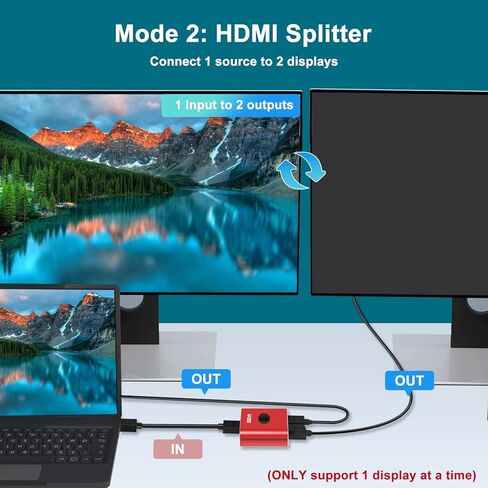محول HDMI، مقسم HDMI 4K@60 هرتز، محول HDMI 2 في 1 خارج، مقسم محول HDMI، SGEYR ألومنيوم أحمر HDMI 2.0 مفتاح ثنائي الاتجاه، يدعم 3D، 4K، HDR، متوافق مع PS4/Xbox، DVD Fire Stick HDTV in Kuwait