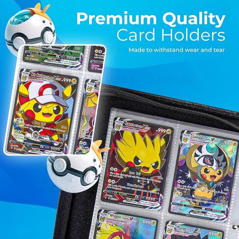 حافظة بطاقات التداول - ألبوم متوسط ​​بأربعة جيوب بسعة 400 بطاقة - حامل بطاقات TCG قابل للجمع متوافق مع بطاقة Pokemon وEevee وMTG والمزيد in Kuwait
