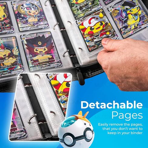 حافظة بطاقات التداول - ألبوم متوسط ​​بأربعة جيوب بسعة 400 بطاقة - حامل بطاقات TCG قابل للجمع متوافق مع بطاقة Pokemon وEevee وMTG والمزيد in Kuwait