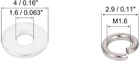 Uxcell M1.6x4mmx0.3mm غسالة مسطحة مستديرة 100 قطعة وM1.6x2.9mmx0.5mm سبليت قفل زنبركي غسالات 80 قطعة in Saudi Arabia