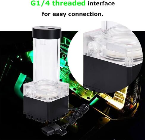 8W 7V CPU Water Cooling Pumpe Reservoir DIY Set, 800L/H 4m Pump Reservoir Combo, G 1/4" Thread Port, PC CPU Water Cooling System Heat Exchanger Tool, Easy Install, Delivered with Install Tools(17cm) in Saudi Arabia