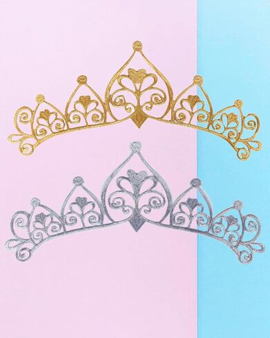6 Pieces Full Metallic Crown Iron on Applique 13inch Long Swirl Embroidered Patch Scroll Lace Vine Border for Hat Clothes Garment Sewing Edge Embellishment (Silver) in Saudi Arabia