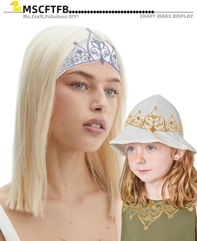6 Pieces Full Metallic Crown Iron on Applique 13inch Long Swirl Embroidered Patch Scroll Lace Vine Border for Hat Clothes Garment Sewing Edge Embellishment (Silver) in Saudi Arabia