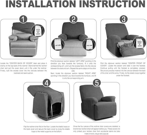 NORTHERN BROTHERS Recliner Chair Covers, Recliner Cover, Recliner Covers That Stay in Place, Recliner Covers, Reclining Couch Covers (4 Pieces, 1 seat, Khaki) in Kuwait