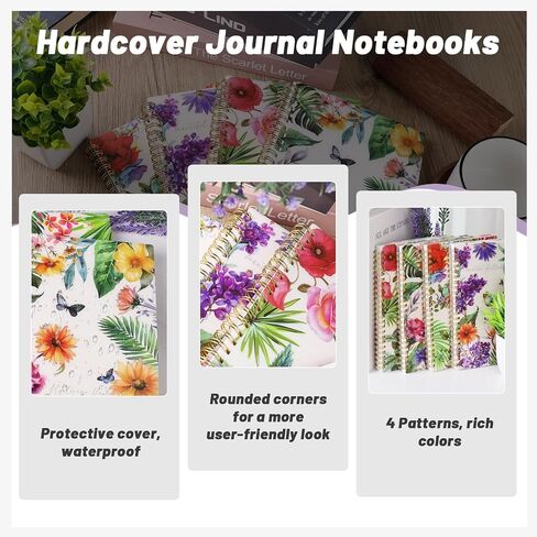 HEYPLACE 4PCS Spiral Notebook A5, Hardcover Journal Notebooks Wirebound Diary Planner for School Office Home Gifts 80 Sheets/160 Pages in Saudi Arabia