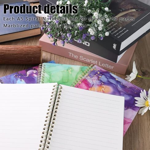 HEYPLACE 4PCS Spiral Notebook A5, Hardcover Journal Notebooks Wirebound Diary Planner for School Office Home Gifts 80 Sheets/160 Pages in Saudi Arabia