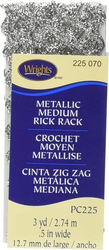 Wrights 117-225-070 Medium Metallic Rick Rack, Silver, 3 yd in Saudi Arabia