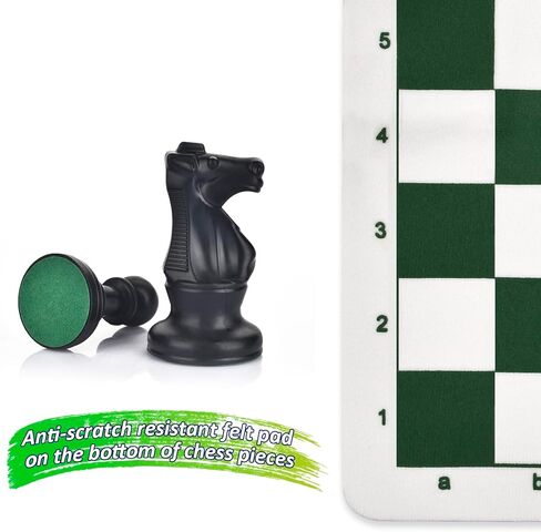 مجموعة QuadPro للشطرنج والداما المحمولة مقاس 20 بوصة، مجموعة ألعاب الشطرنج القابلة للطي للسفر 2 في 1 مع ملكتين إضافيتين وقطعتين إضافيتين من قطع الداما وحقيبة تخزين للأطفال والكبار in Kuwait