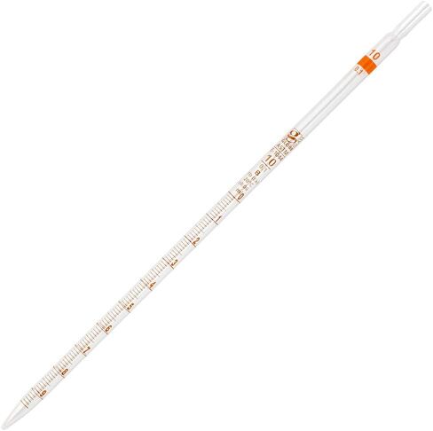 Globe Glass, Serological Pipette, Reusable, 10mL, to Deliver (TD), 0.1 Graduations, Orange Band, ASTM E1044, 6/Box in Saudi Arabia