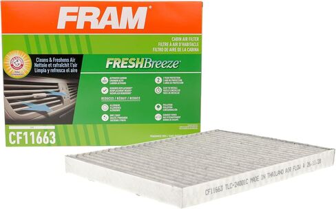 FRAM Fresh Breeze Cabin Air Filter with Arm & Hammer Baking Soda, CF11663 for Select Buick, Chevrolet, GMC and Saturn Vehicles, white in Saudi Arabia