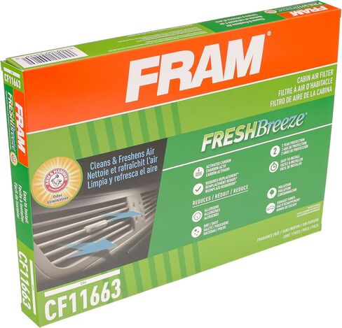 FRAM Fresh Breeze Cabin Air Filter with Arm & Hammer Baking Soda, CF11663 for Select Buick, Chevrolet, GMC and Saturn Vehicles, white in Saudi Arabia