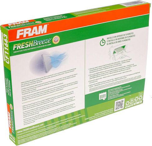 FRAM Fresh Breeze Cabin Air Filter with Arm & Hammer Baking Soda, CF11663 for Select Buick, Chevrolet, GMC and Saturn Vehicles, white in Saudi Arabia