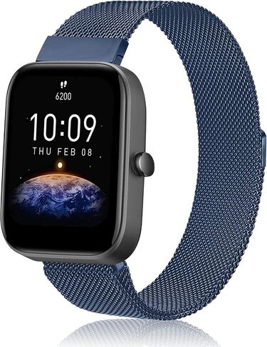 أساور معدنية من Amzpas لـ Amazfit Bip U Pro/ Bip U/ Bip 3 Pro/ Bip 3/ Bip S / Bip S Lite/ Bip Lite، حزام بديل من الفولاذ المقاوم للصدأ قابل للتعديل 20 مم مع إبزيم مغناطيسي، سوار معصم مسامي سريع الفك للنساء والرجال in Saudi Arabia