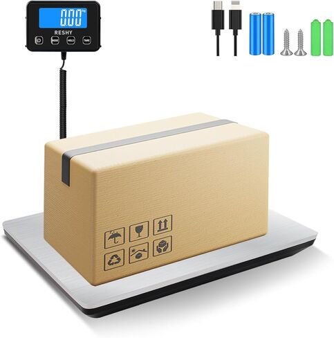 مقياس الشحن الرقمي RESHY، مقياس بريدي عالي الدقة 440 رطل × 0.5 أونصة للحزم مع وظيفة التعليق/الفارغة، مقياس البريد من الفولاذ المقاوم للصدأ، مقياس الحزمة للأعمال الصغيرة، مقياس الأمتعة على نطاق البريد in Kuwait