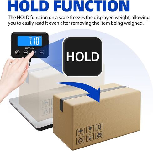 مقياس الشحن الرقمي RESHY، مقياس بريدي عالي الدقة 440 رطل × 0.5 أونصة للحزم مع وظيفة التعليق/الفارغة، مقياس البريد من الفولاذ المقاوم للصدأ، مقياس الحزمة للأعمال الصغيرة، مقياس الأمتعة على نطاق البريد in Kuwait