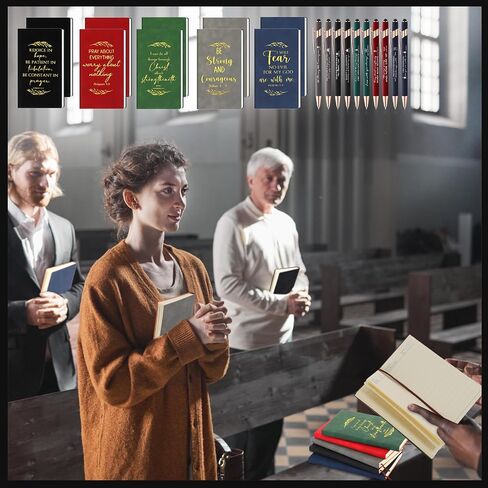 Crtiin 60 Pcs Christian Religious Notebooks with Bible Pens Mother's Day Religious Bible Gift Inspirational Prayer Scripture Leather Journal Notepad Ballpoint Pen Gift for Teacher Church School Office in Saudi Arabia