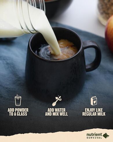 حليب مجفف بالفيتامين من شركة Nutrient Survival (5 حصص فردية) لوازم تحضير مجففة بالتجميد وإمدادات غذائية في حالات الطوارئ، 21 عنصرًا غذائيًا أساسيًا، خالي من الصويا والغلوتين، ثابت على الرف لمدة تصل إلى 15 عامًا in Kuwait