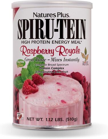 NaturesPlus SPIRU-TEIN Shake - نكهة التوت الملكي - 1.12 رطل، مسحوق البروتين - بديل الوجبات النباتية، الفيتامينات والمعادن للطاقة - نباتي، خالي من الغلوتين - 15 حصة in Kuwait