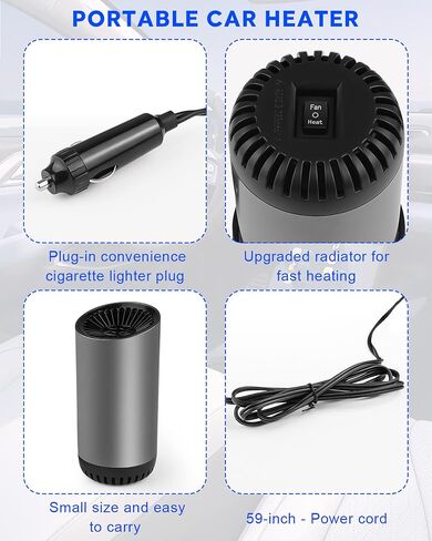 Car Heater, Portable Windshield Defroster Defogger,12V 150W Car Heater Fast Heating & Cooling Fan Thermostat with Plug in Cigarette Lighter in Saudi Arabia