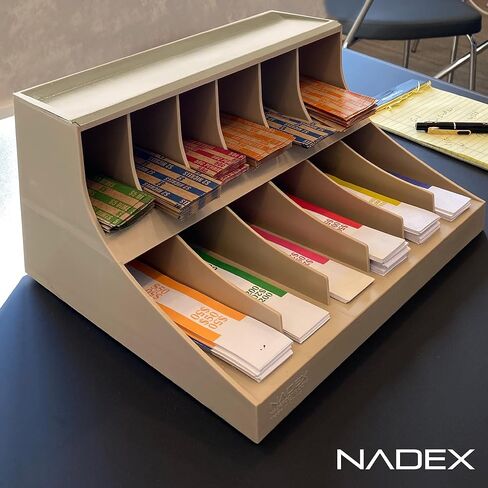 منظم أغلفة العملات المعدنية والنقود من Nadex - حزام فاتورة العملات المعدنية المكون من 12 حجرة وحامل أنابيب العملات المعدنية مع صينية المرافق - يتضمن 100 غلاف نقدي و100 أنبوب عملات معدنية (بيج) in Saudi Arabia