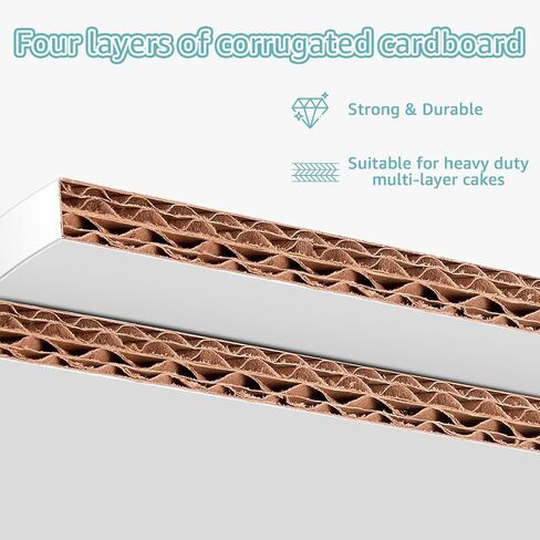 SHUESS 10 Pack Cake Drum 12 Inch Cake Boards, 1/3 Inch Thick Cake Drums White Cake Drum Board Smooth Edges Grease-Resistant Double-Sided Foil for Multi-Layer Cakes in Saudi Arabia