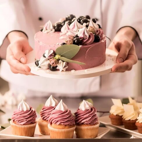 SHUESS 10 Pack Cake Drum 12 Inch Cake Boards, 1/3 Inch Thick Cake Drums White Cake Drum Board Smooth Edges Grease-Resistant Double-Sided Foil for Multi-Layer Cakes in Saudi Arabia