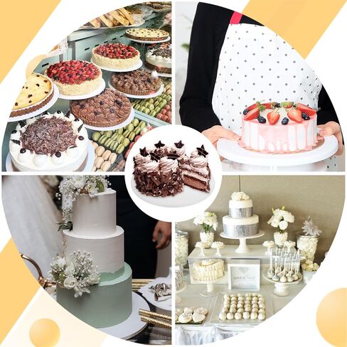 SHUESS 10 Pack Cake Drum 12 Inch Cake Boards, 1/3 Inch Thick Cake Drums White Cake Drum Board Smooth Edges Grease-Resistant Double-Sided Foil for Multi-Layer Cakes in Saudi Arabia